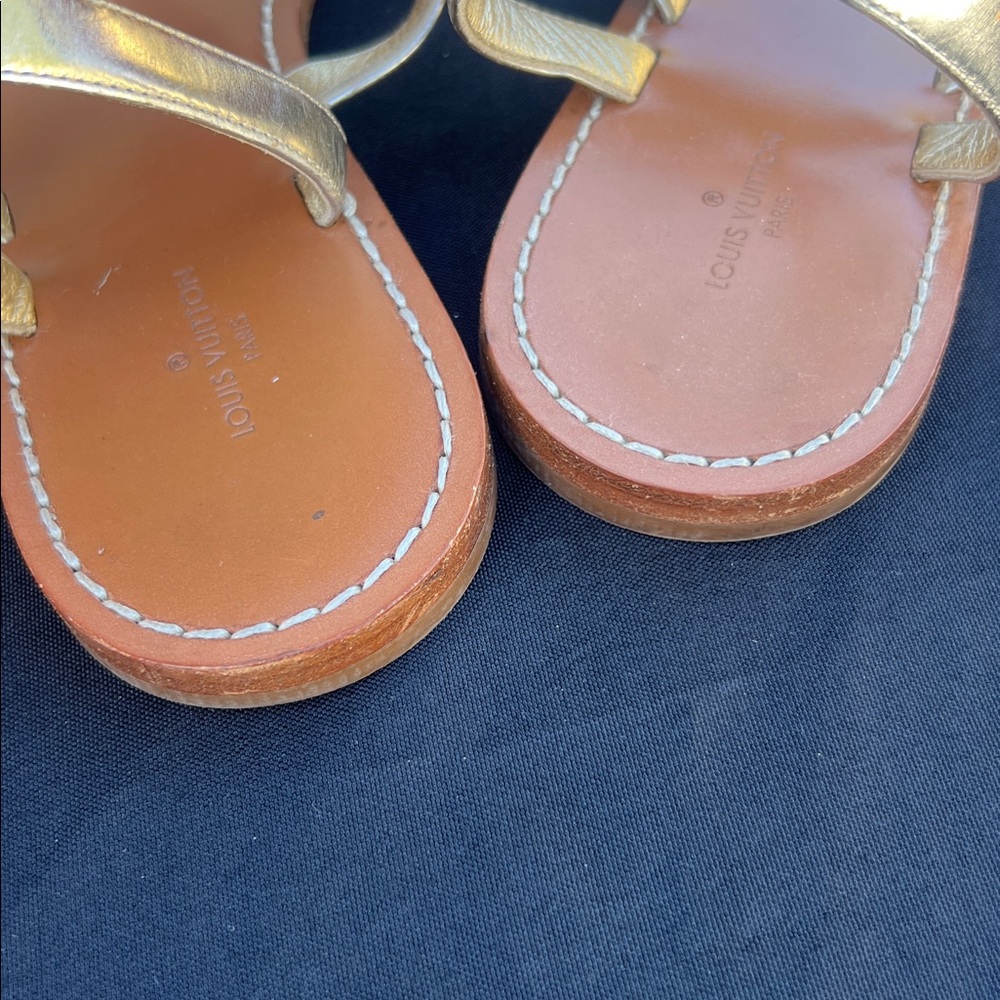 Louis Vuitton Gold Sandals - Picture 9 of 10